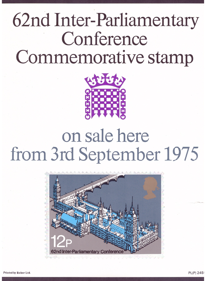 (image for) 1975 Inter-Parliamentary Conference Post Office A4 poster. PL(P) 2459.